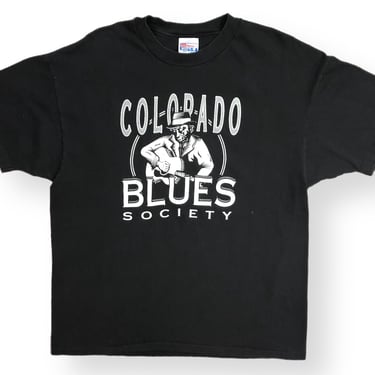 Vintage 90s Colorado Blues Society Made in USA Single Stitch Graphic Music T-Shirt Size XL 