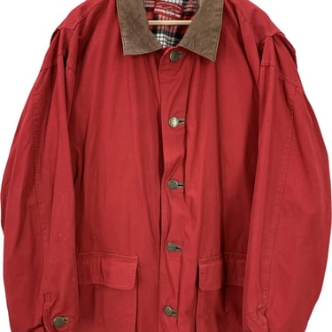 Vintage Marlboro Red Cotton Leather Trim Chore Jacket W/ Liner Large