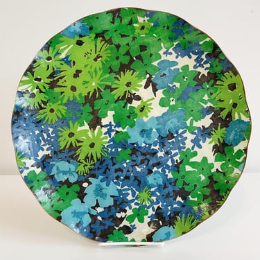Green + Blue Floral Tray