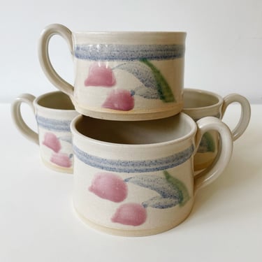 Set of 4 Stoneware Tulip Mugs