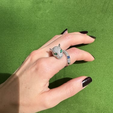 Sterling Pave Crystal Panther Ring