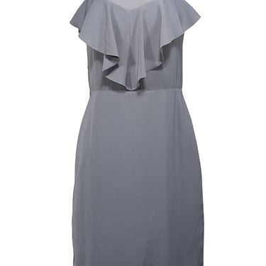 Reiss - Grey Ruffled Front Fitted Mini Dress Sz 6