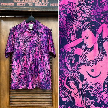 Vintage 1960’s Naked Lady Tiki Pop Art Cotton Hawaiian Shirt, 60’s Pop Art, Vintage Tiki Shirt, Vintage Cotton Shirt, Vintage Clothing 