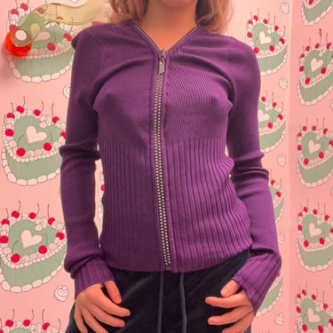 Purple Rhinestone Zipper Jacket