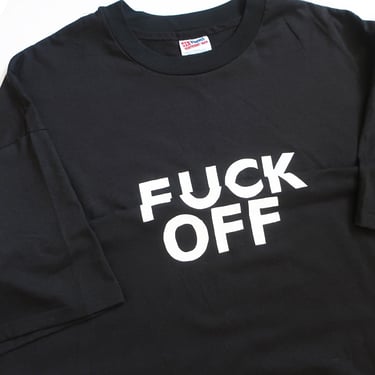 vintage bad word shirt / fuck off shirt / 1990s Hanes hidden fuck off print single stitch oversize t shirt XXL 