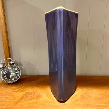 Triangular Art Glass Vase Made In Italy Purple / Blue 18” Tall - Free Shipping 
