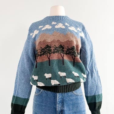 AMAZING 1980's Vintage Jan Horrox Field of Sheep Sweater / Sz M
