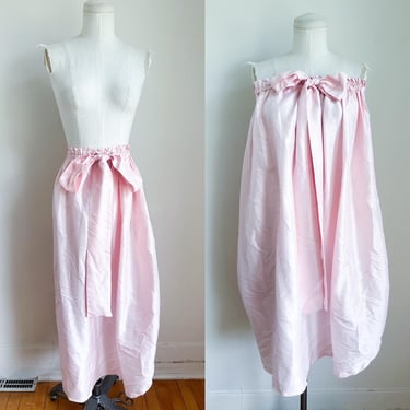 Vintage 1980s Pink Silky Skirt / Dress with a bow // M-L 