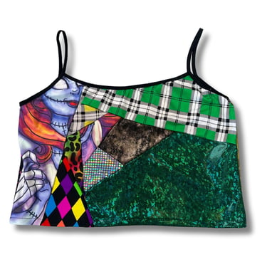 colorful 'all-over reroll' cropped tank top (xl)