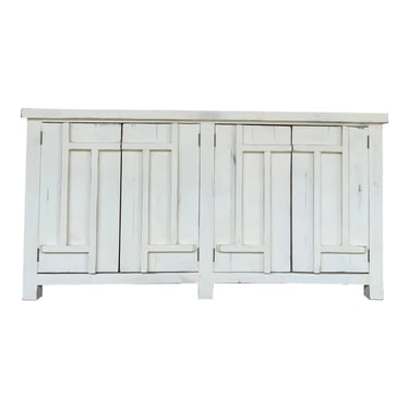 Organic Modern Aged White Finished Wood Sideboard