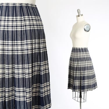 Rally Klad wool skirt | Vintage 70s blue plaid wool tartan skirt | 1970s Scottish wool skirt 