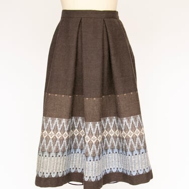 1970s Full Skirt Hand Woven Swedish Wool S 