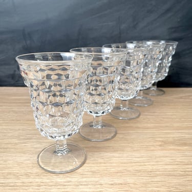 Fostoria American water goblets - set of 5 - vintage glassware 
