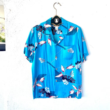 Vintage 80s Hawaiian Aloha Shirt Hawaii Graphic Ginger Top 