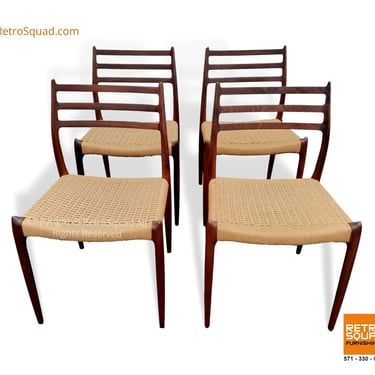 4 Danish Modern Brazilian Rosewood Niles JL Moller 78 Dining Chairs Mid Century