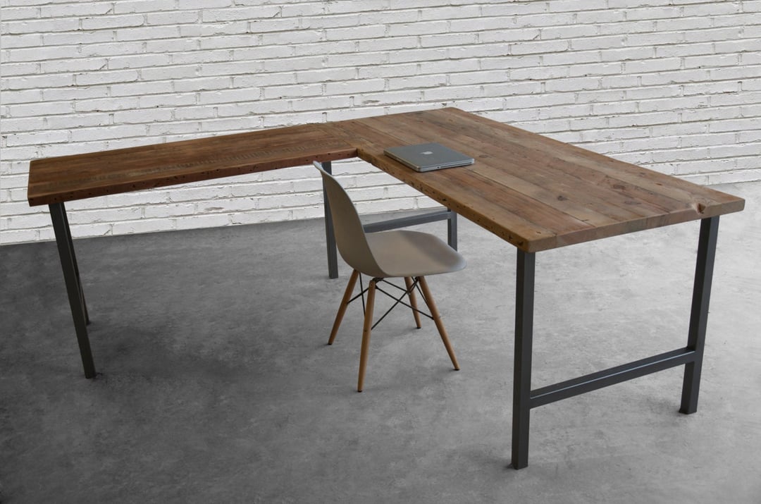 Custom L shape desk created with reclaimed wood and hand | Urban Wood ...