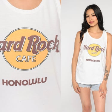 Hard Rock Cafe Shirt 90s Honolulu Tank Top Hawaii Tshirt Sleeveless Rock Biker Rocker Retro Hipster Tourist Graphic Tee Vintage 1990s Small 