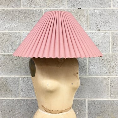Vintage Lamp Shade Retro 1980s Contemporary + Large Size + Pleated + Accordion + Scalloped + Empire Shade + Dusty Pink + Home Decor 