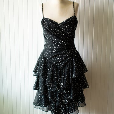 Vintage Y2K Polka Dot Ruffle Dress XS