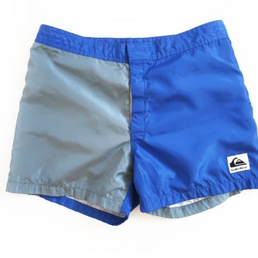 vintage surf shorts / Quiksilver shorts / 1980s two tone Quiksilver nylon surf trunks board shorts 30 