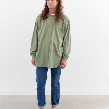 Vintage Sage Green Long Sleeve T-Shirt | Unisex Worn Tee Shirt | Cotton Blend | S M L | 