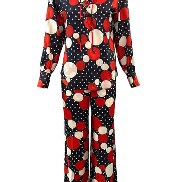 Frank Smith for Saks Fifth 70s Red White and Blue Polka Dot Pantsuit