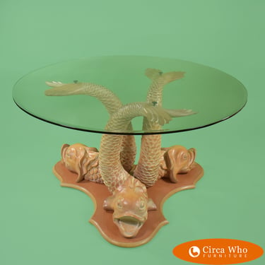 Wood Carved Koi Dining Table