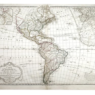 De L'Isle Philippe Buache Large Antique French Map of the Americas 1800