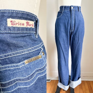 Vintage 1980s High Rise Cuffed Jeans / 28" waist 
