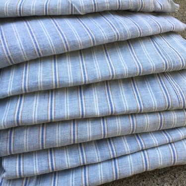 1 French Blue Flannel Long Johns, Pajama Bottoms, Original Label, Unused Dead Stock, Blue Stripe Cotton Flannel, Mens Period Clothing 
