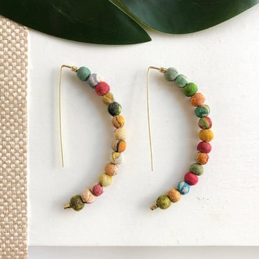 Kantha Earrings | Linear Arc