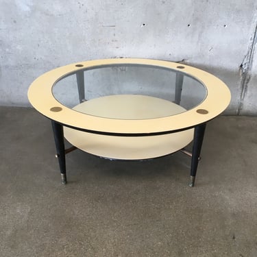 Mid Century Lacquered Glass Top Coffee Table