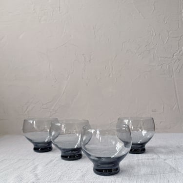 Vintage Mid Century Modern Smoky Blue Grey Cocktail Glasses - Set of 4