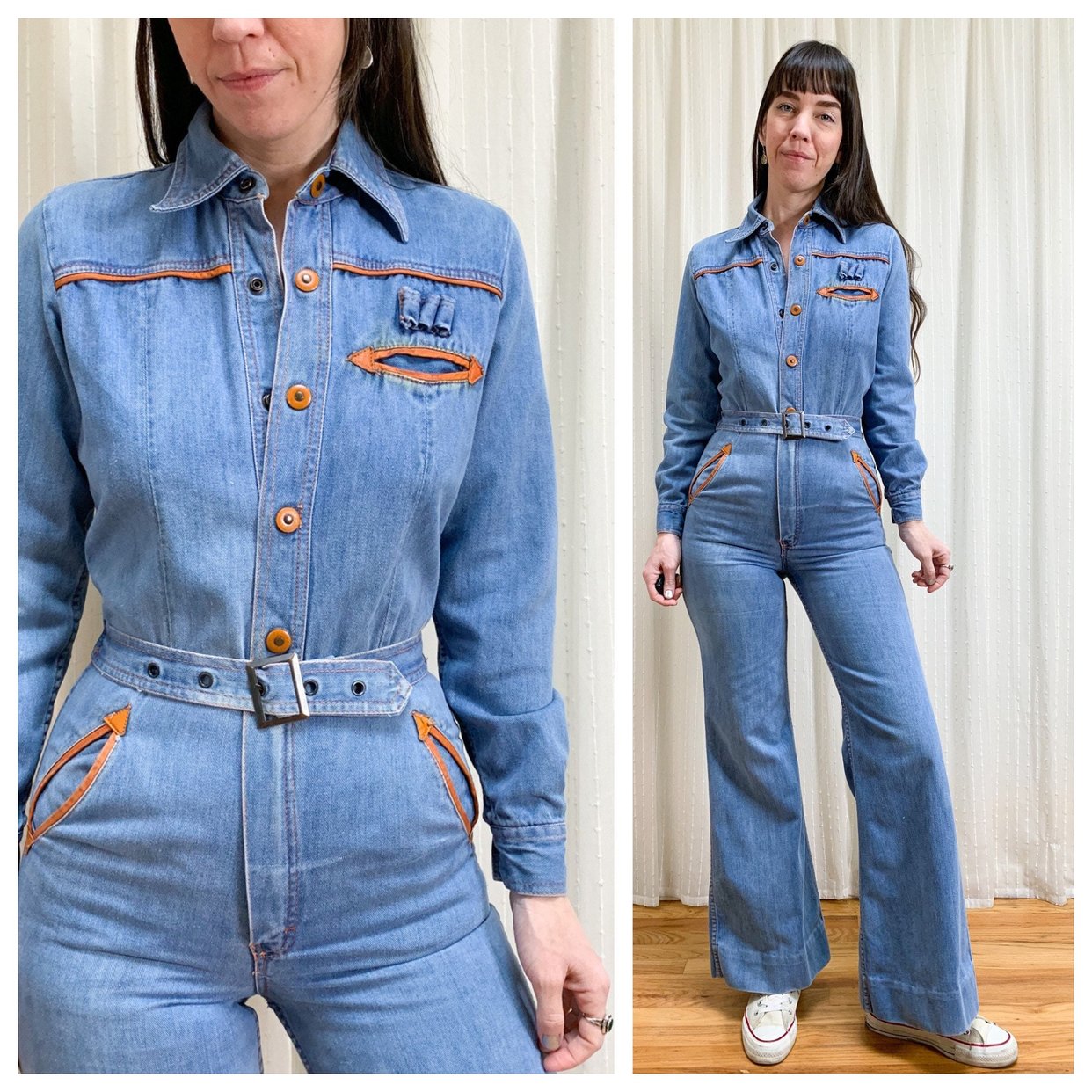 パンツ 60's USN Faded Design Jumpsuits 70s Faded Glory light wash denim jumpsuit with | Two Dead Gals