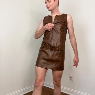 Late 60s Faux leather vinyl mini dress 