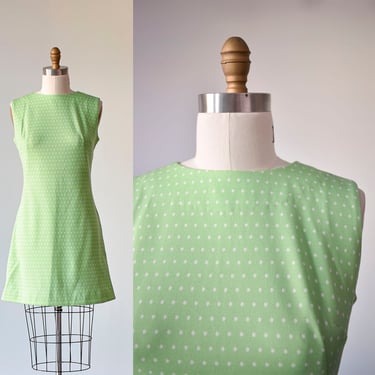 1960s Mint Green Shift Dress / 1960s Mod Shift Dress / 1960s Polka Dot Dress / Polka Dot Mini Dress / Mint Green Polka Dot Mini Dress 