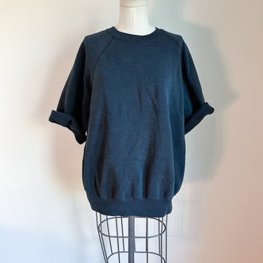 Vintage Faded Black Short Sleeved Sweatshirt / XL 