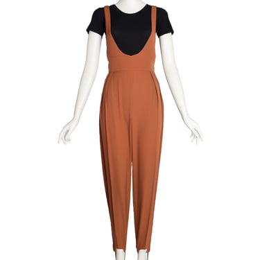 Thierry Mugler Vintage 1980s Terracotta Wool Pinafore Jumpsuit