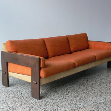 Adrian Pearsall Walnut Framed Sofa In the Manner of Tobia Scarpa 