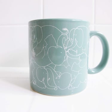 Vintage Taylor and Ng Naughty Elephant Mug 1979 - Seafoam Blue Pastel - Made in Japan -  Boyfriend Girlfriend Gift 