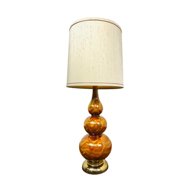 #1108 Tall Triple Gourd Glazed Ceramic Lamp