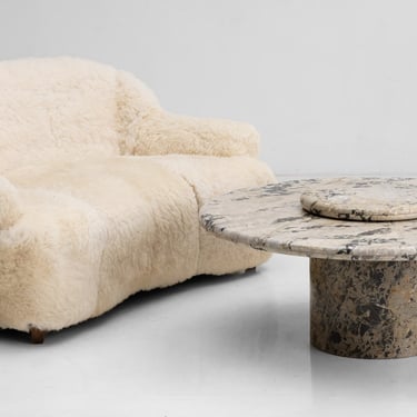 Sheepskin Sofa / Marble Coffee Table