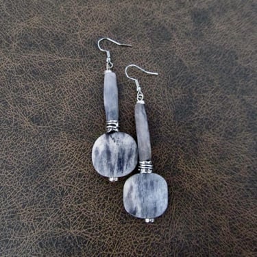 Modern gray bone earrings 