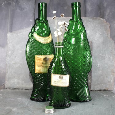 Antinori Bianco Wine Bottles - Small Bottle - Iconic Fish Shaped Green Glass Bottles 
