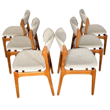 Set of 6 Teak Mid Century Danish Modern Dining Chairs by Erik Buch Buck 