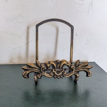 Vintage Antique Gold Tone Metal Easel Picture Stand 