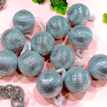 VINTAGE: 12pcs - Sillver Satin Ornaments - Shimmery Silver Ornament - Christmas Tree Decorations - Crafts Corsage, Wreath 