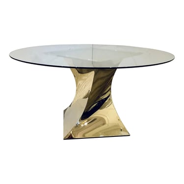 Caracole Modern Brass and Glass Do a 360 Dining Table