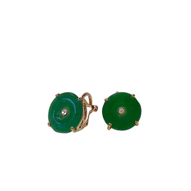 Pair Dark Green Jade Stone Flower Petal Shape Earrings ws4268E 