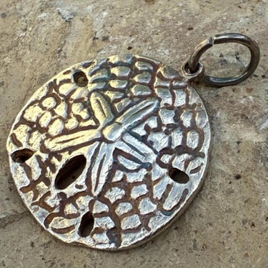 Vintage Sterling Silver Large Lifelike Ocean Sand Dollar Pendant - 17 Grams 